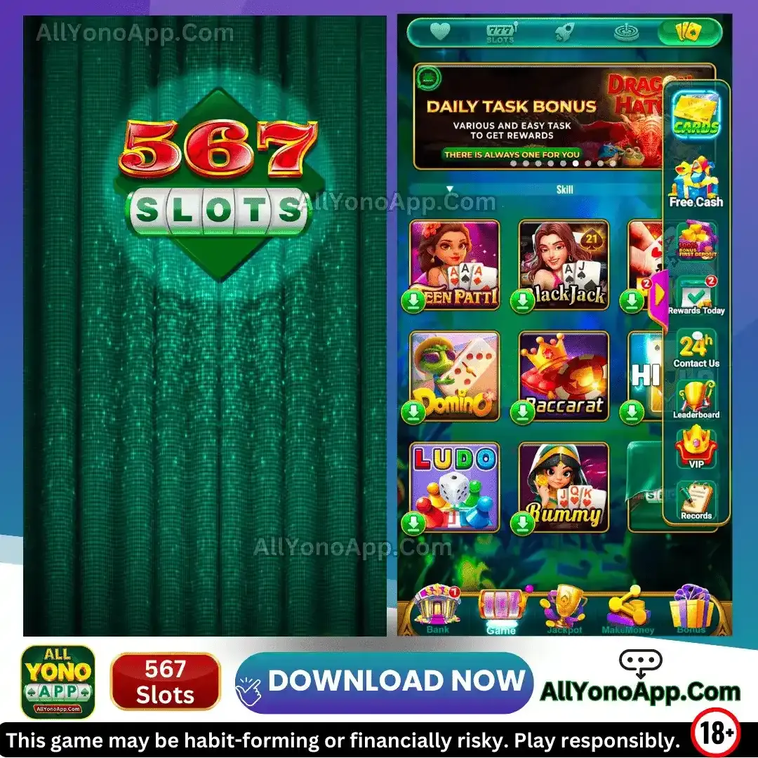 567 Slots APK Download - Real Cash Yono Games List